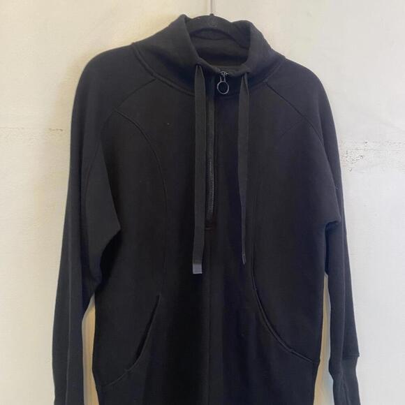 ATHLETA black hooded quarter zip sweatshirt dress - Picture 3 of 5